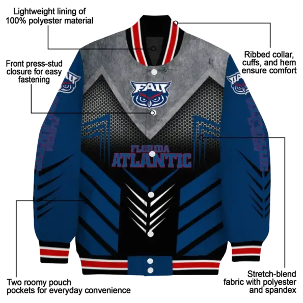florida atlantic owls arrow layer blue black varsity jacket new arrival.webp