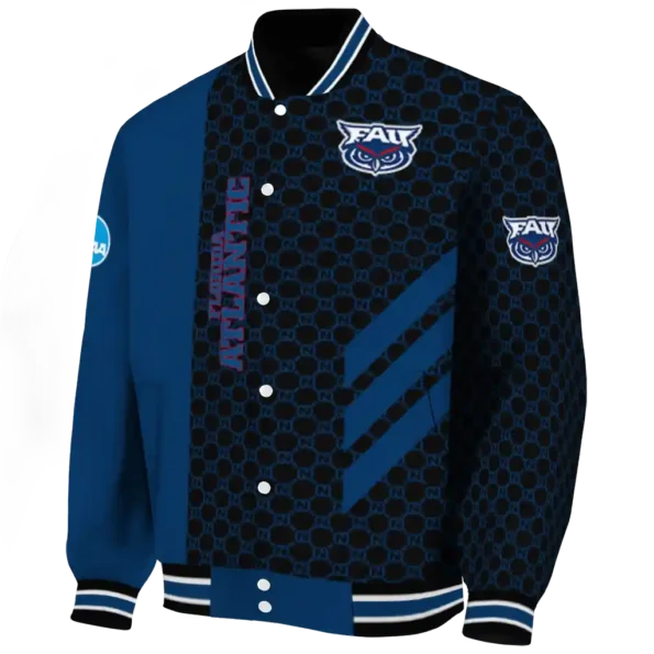 florida atlantic owls triple side stripes blue black varsity jacket best selling
