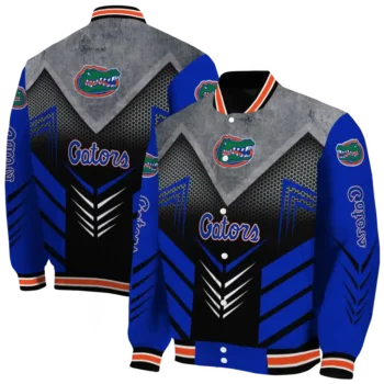 florida gators arrow layer blue black varsity jacket fashion forward.webp