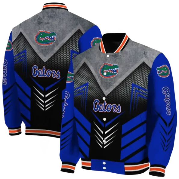 florida gators arrow layer blue black varsity jacket fashion forward.webp