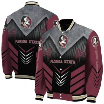 florida state seminoles arrow layer garnet black varsity jacket fashion forward.webp