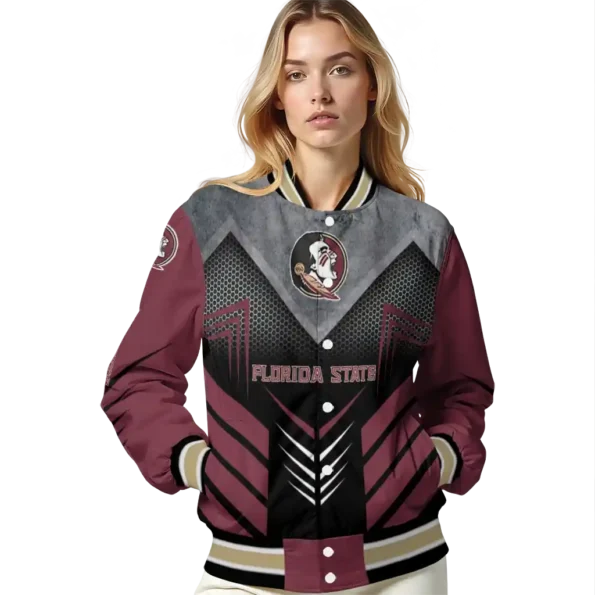florida state seminoles arrow layer garnet black varsity jacket latest model.webp