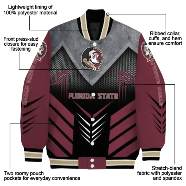 florida state seminoles arrow layer garnet black varsity jacket new arrival.webp