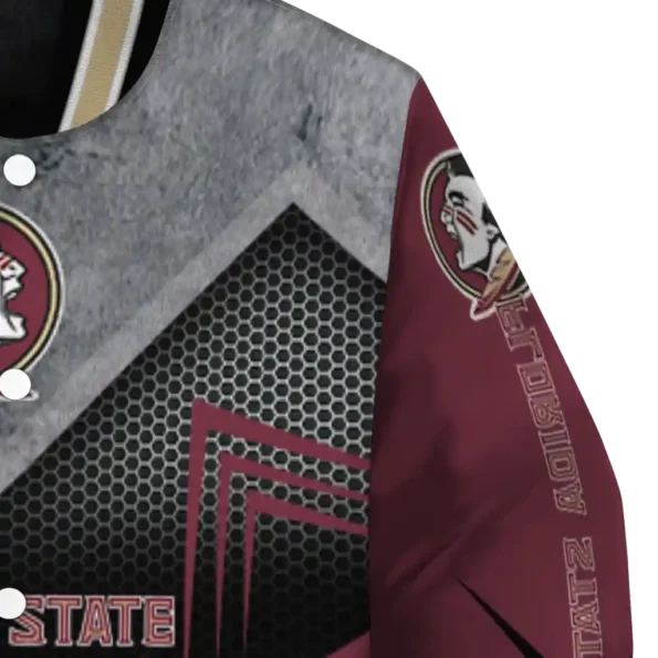florida state seminoles arrow layer garnet black varsity jacket premium grade.webp