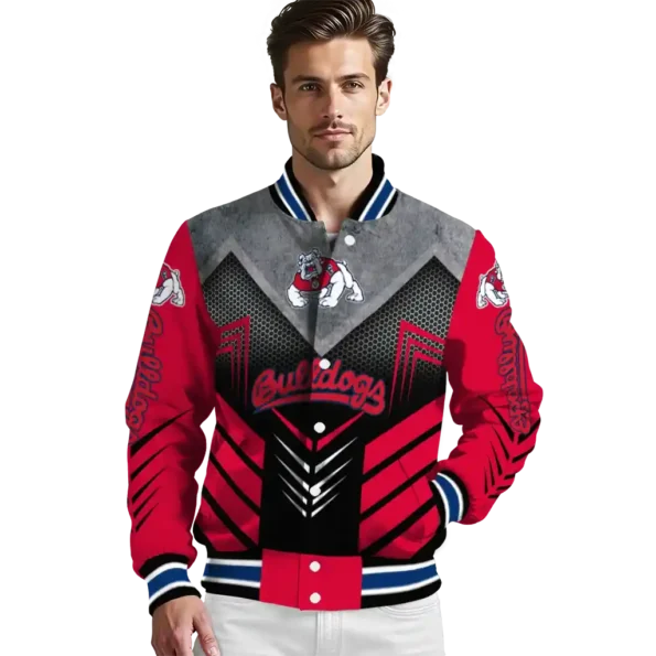 fresno state bulldogs arrow layer red black varsity jacket high quality.webp