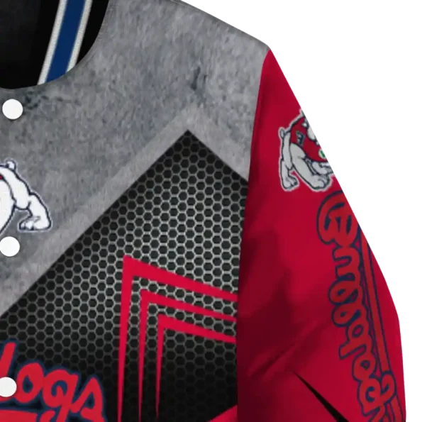 fresno state bulldogs arrow layer red black varsity jacket premium grade.webp