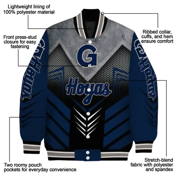 georgetown hoyas arrow layer blue black varsity jacket new arrival.webp
