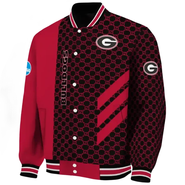 georgia bulldogs triple side stripes red black varsity jacket best selling