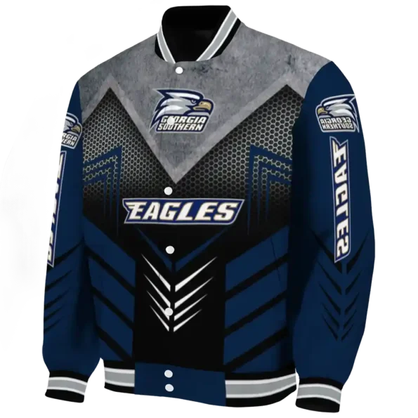 georgia southern eagles arrow layer blue black varsity jacket best selling.webp
