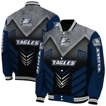 georgia southern eagles arrow layer blue black varsity jacket fashion forward.webp
