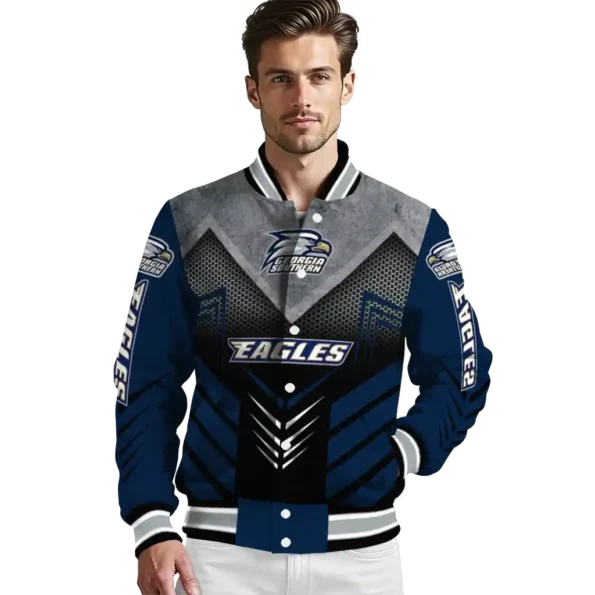 georgia southern eagles arrow layer blue black varsity jacket high quality.webp