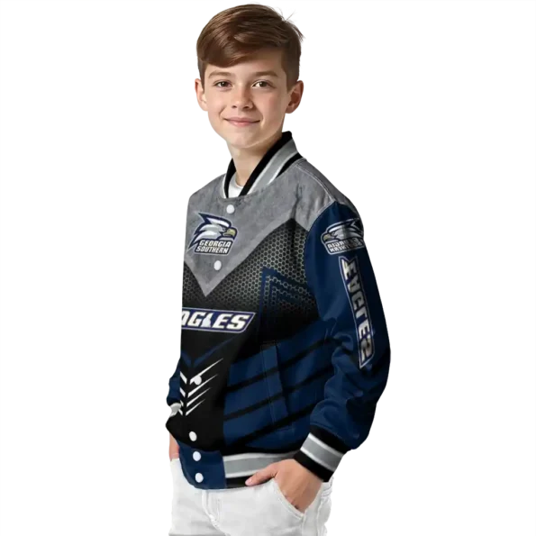 georgia southern eagles arrow layer blue black varsity jacket trendy.webp