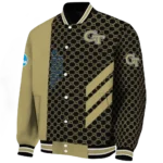 georgia tech yellow jackets triple side stripes gold black varsity jacket best selling.webp