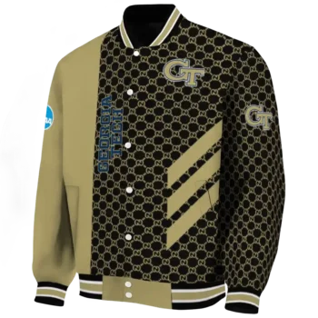 georgia tech yellow jackets triple side stripes gold black varsity jacket best selling.webp