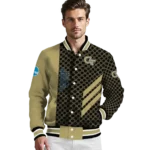 georgia tech yellow jackets triple side stripes gold black varsity jacket best selling.webp