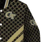 georgia tech yellow jackets triple side stripes gold black varsity jacket best selling.webp
