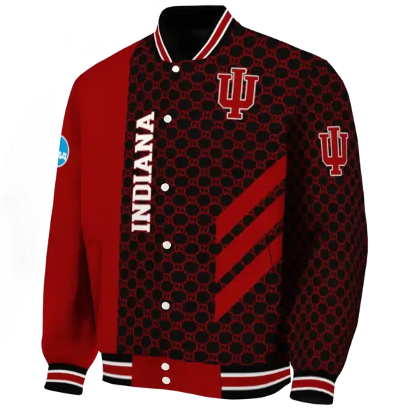 indiana hoosiers triple side stripes red black varsity jacket best selling