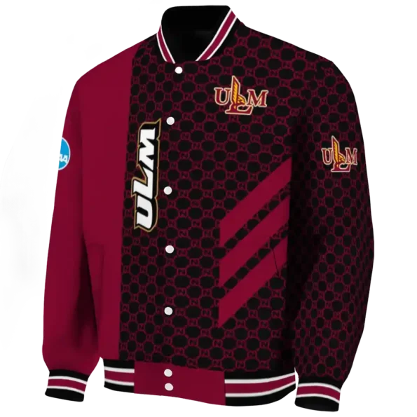 louisiana monroe warhawks triple side stripes red black varsity jacket best selling
