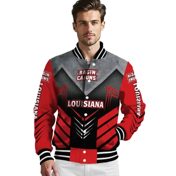 louisiana ragin cajuns arrow layer red black varsity jacket high quality.webp