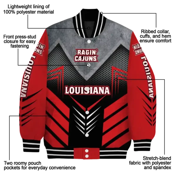 louisiana ragin cajuns arrow layer red black varsity jacket new arrival.webp