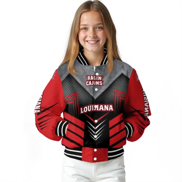 louisiana ragin cajuns arrow layer red black varsity jacket top rated.webp
