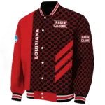 louisiana ragin cajuns triple side stripes red black varsity jacket best selling.webp