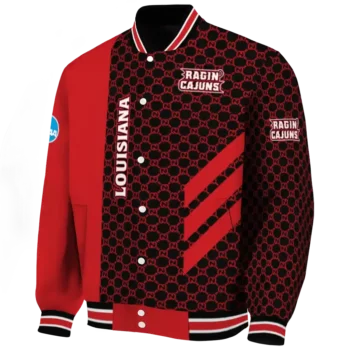 louisiana ragin cajuns triple side stripes red black varsity jacket best selling.webp