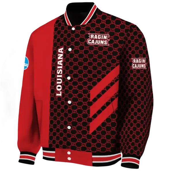 louisiana ragin cajuns triple side stripes red black varsity jacket best selling.webp
