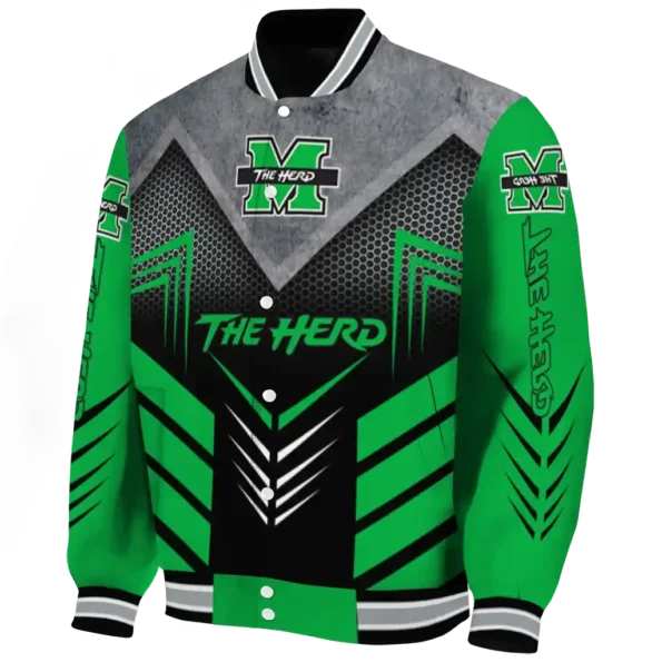 marshall thundering herd arrow layer green black varsity jacket best selling