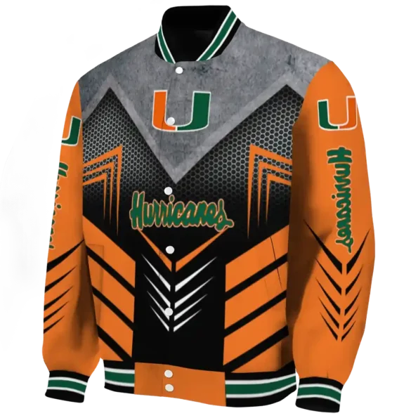 miami hurricanes arrow layer orange black varsity jacket best selling