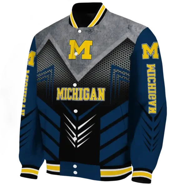 michigan wolverines arrow layer blue black varsity jacket best selling