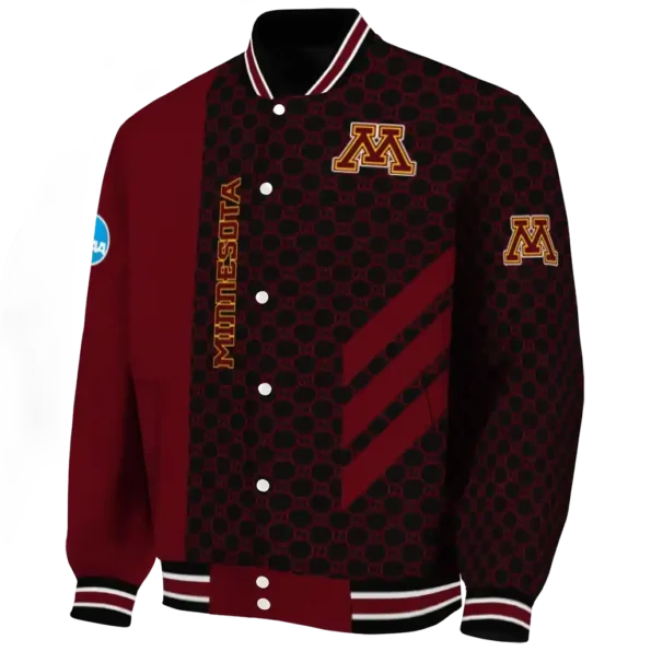minnesota golden gophers triple side stripes maroon black varsity jacket best selling