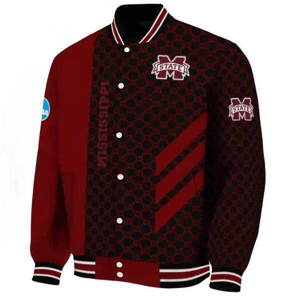 mississippi state bulldogs triple side stripes maroon black varsity jacket best selling