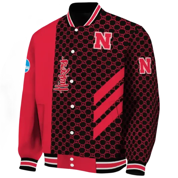 nebraska cornhuskers triple side stripes red black varsity jacket best selling