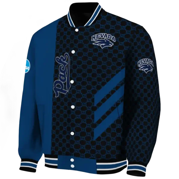 nevada wolf pack triple side stripes blue black varsity jacket best selling
