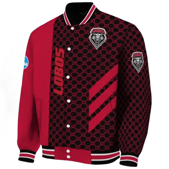 new mexico lobos triple side stripes red black varsity jacket best selling