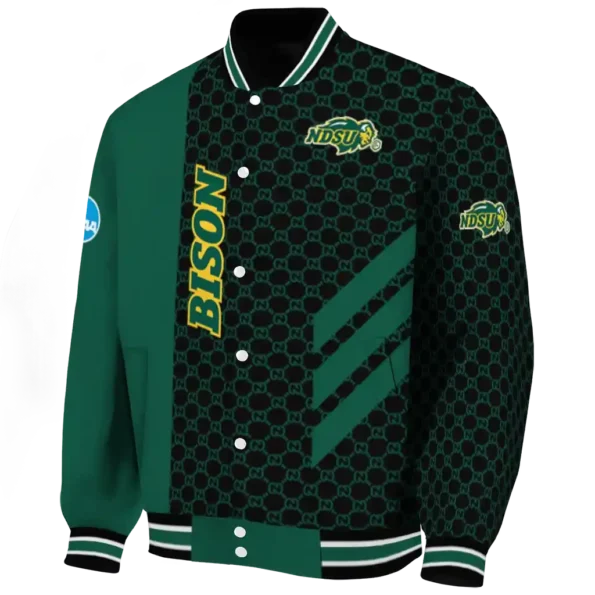 north dakota state bison triple side stripes green black varsity jacket best selling
