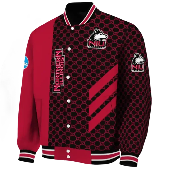 northern illinois huskies triple side stripes red black varsity jacket best selling