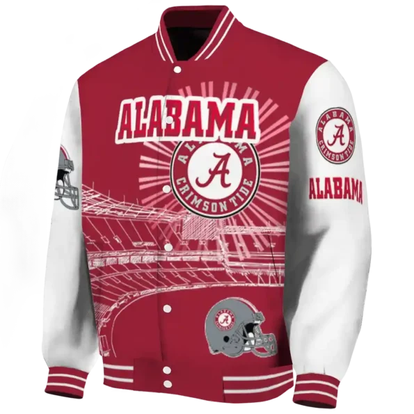 personalized alabama crimson tide ferris arena crimson white varsity jacket best selling
