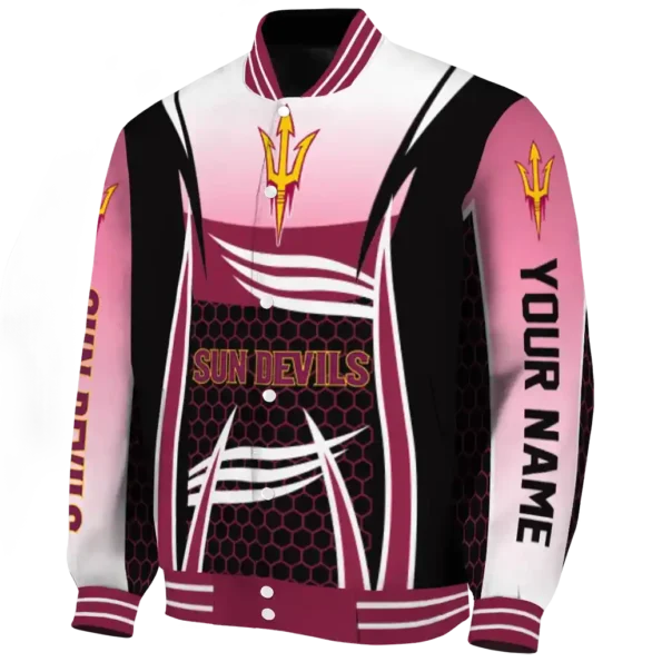 personalized arizona state sun devils mesh effect maroon black varsity jacket best selling