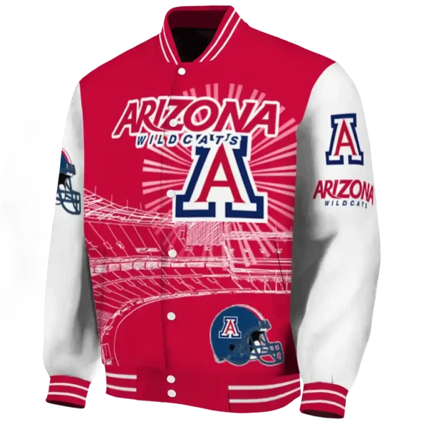 personalized arizona wildcats ferris arena red white varsity jacket best selling