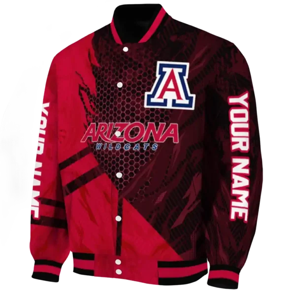 personalized arizona wildcats hexagon mesh red black varsity jacket best selling