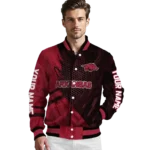 personalized-arkansas-razorbacks-hexagon-mesh-red-black-varsity-jacket-best-selling.webp