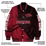 personalized-arkansas-razorbacks-hexagon-mesh-red-black-varsity-jacket-best-selling.webp