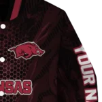personalized-arkansas-razorbacks-hexagon-mesh-red-black-varsity-jacket-best-selling.webp