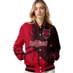 personalized-arkansas-state-red-wolves-hexagon-mesh-scarlet-black-varsity-jacket-best-selling.webp