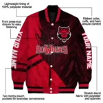 personalized-arkansas-state-red-wolves-hexagon-mesh-scarlet-black-varsity-jacket-best-selling.webp