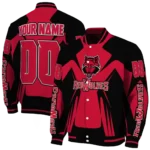 personalized arkansas state red wolves spider mark scarlet black varsity jacket best selling.webp