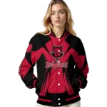 personalized arkansas state red wolves spider mark scarlet black varsity jacket best selling.webp