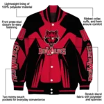 personalized arkansas state red wolves spider mark scarlet black varsity jacket best selling.webp